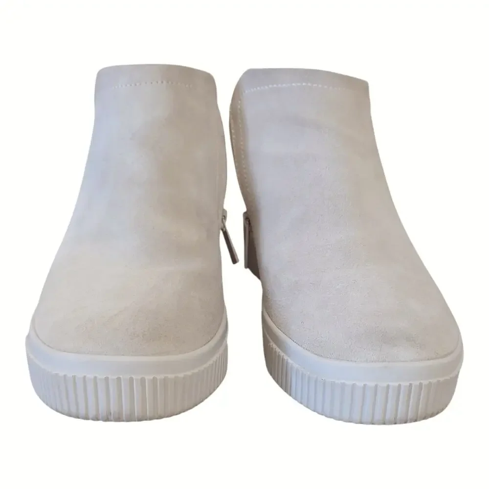 RYKA High Top Sneaker Booties Cream Suede Hidden Wedge Heel Size 8M Activewear
